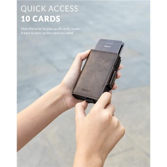 Credit Card Holder RFID Blocking Leather Automatic Pop Up Wallet for Men - Picture 2 of 7